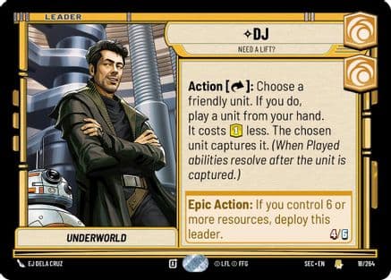 DJ - Need a Lift? — Secrets of Power Star Wars: Unlimited card by EJ Dela Cruz