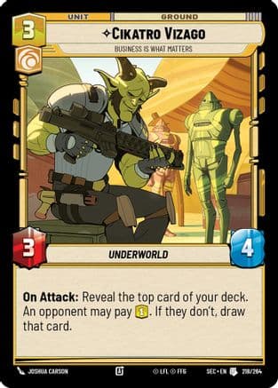 Cikatro Vizago - Business is What Matters — Secrets of Power Star Wars: Unlimited card by Joshua Carson