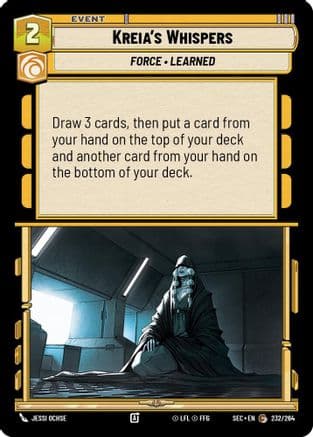 Kreia's Whispers — Secrets of Power Star Wars: Unlimited card by Jessi Ochse
