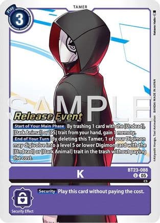 K — Hackers' Slumber Release Event Cards Digimon Card Game card by Nakano Haito