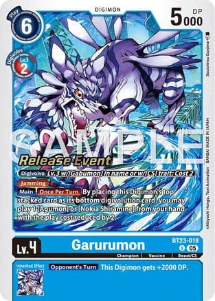 Garurumon — Hackers' Slumber Release Event Cards Digimon Card Game card by Souichirou Gunjima