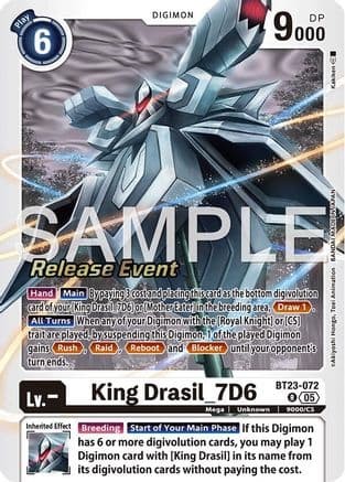 King Drasil_7D6 — Hackers' Slumber Release Event Cards Digimon Card Game card by Akiyoshi Hongo, Toei Animation, BANDAI MADE IN JAPAN