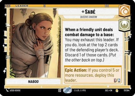 Sabé - Queen's Shadow — Secrets of Power Star Wars: Unlimited card by Jessi Ochse
