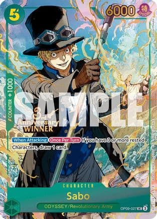 Sabo - OP09-027 (3rd Anniversary Winner) — One Piece Promotion Cards