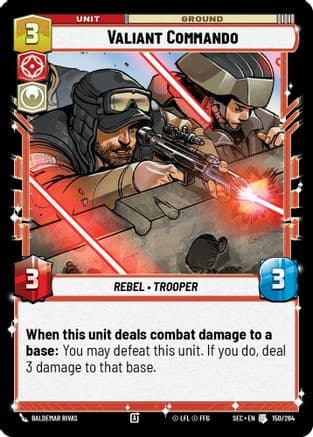 Valiant Commando — Secrets of Power Star Wars: Unlimited card by Baldemar Rivas