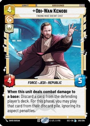 Obi-Wan Kenobi - Finding What Doesn't Exist — Secrets of Power Star Wars: Unlimited card by David Buisan