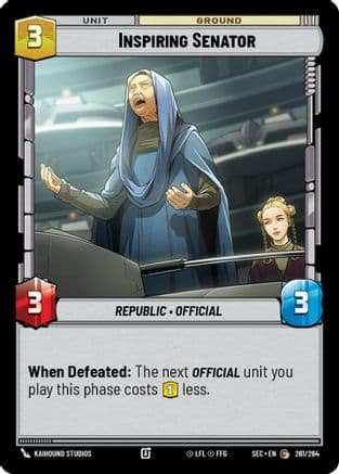Inspiring Senator — Secrets of Power Star Wars: Unlimited card by Kaihound Studios