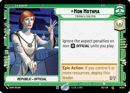 Mon Mothma - Forming a Coalition — Secrets of Power Star Wars: Unlimited card by David Buisan