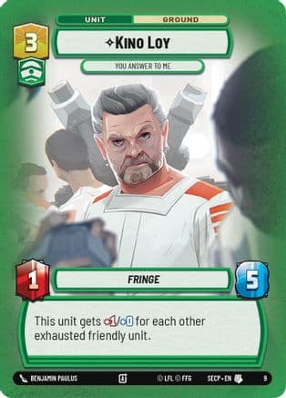 Kino Loy - You Answer to Me — Secrets of Power - Weekly Play Promos Star Wars: Unlimited card by Benjamin Paulus