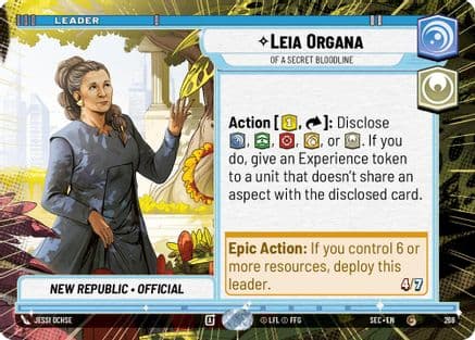 Leia Organa - Of A Secret Bloodline (Hyperspace) — Secrets of Power Star Wars: Unlimited card by Jessi Ochse