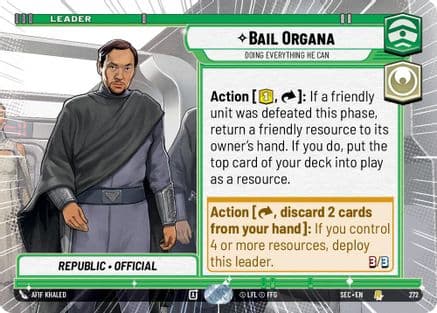 Bail Organa - Doing Everything He Can (Hyperspace) — Secrets of Power Star Wars: Unlimited card by Afif Khaled