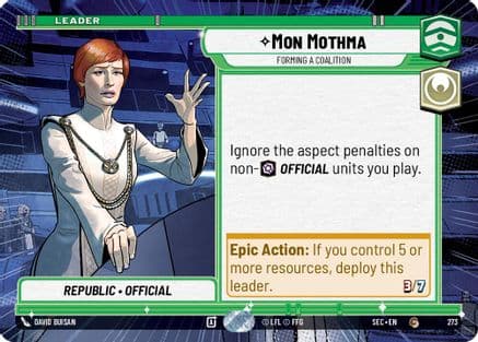 Mon Mothma - Forming a Coalition (Hyperspace) — Secrets of Power Star Wars: Unlimited card by David Buisan
