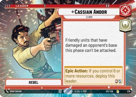 Cassian Andor - Climb! (Hyperspace) — Secrets of Power Star Wars: Unlimited card by David Buisan