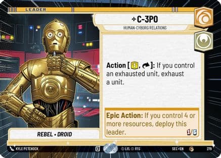 C-3PO - Human-Cyborg Relations (Hyperspace) — Secrets of Power Star Wars: Unlimited card by Kyle Petchock