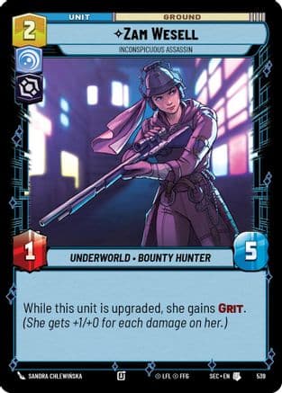 Zam Wesell - Inconspicuous Assassin (Foil) — Secrets of Power Star Wars: Unlimited card by Sandra Chlewińska