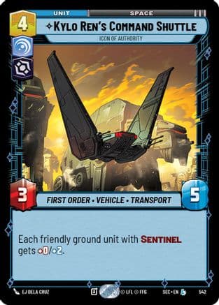 Kylo Ren's Command Shuttle - Icon of Authority (Foil) — Secrets of Power Star Wars: Unlimited card by EJ Dela Cruz