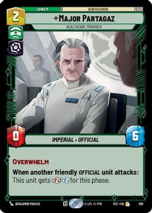 Major Partagaz - Healthcare Provider (Foil) — Secrets of Power Star Wars: Unlimited card by Benjamin Paulus