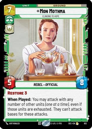 Mon Mothma - Clinging to Hope (Foil) — Secrets of Power Star Wars: Unlimited card by Afif Khaled