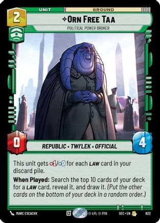 Orn Free Taa - Political Power Broker (Foil) — Secrets of Power Star Wars: Unlimited card by Marc Escachx