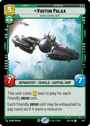 Vuutun Palaa - Droid Control Ship (Foil) — Secrets of Power Star Wars: Unlimited card by Shane Molina