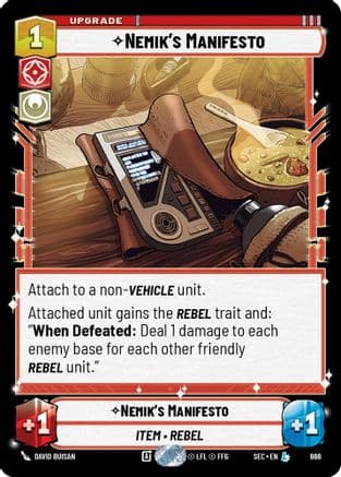 Nemik's Manifesto (Foil) — Secrets of Power Star Wars: Unlimited card by David Buisan