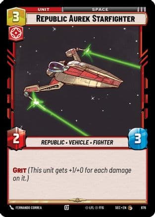 Republic Aurek Starfighter (Foil) — Secrets of Power Star Wars: Unlimited card by Fernando Correa