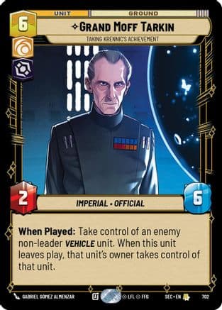 Grand Moff Tarkin - Taking Krennic's Achievement (Foil) — Secrets of Power Star Wars: Unlimited card by Gabriel Gómez Almenzar