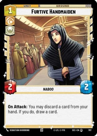 Furtive Handmaiden (Foil) — Secrets of Power Star Wars: Unlimited card by Sebastián Guidobono