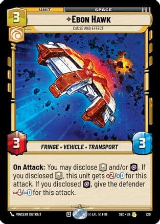 Ebon Hawk - Cause and Effect (Foil) — Secrets of Power Star Wars: Unlimited card by Vincent Dutrait