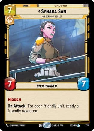Synara San - Harboring a Secret (Foil) — Secrets of Power Star Wars: Unlimited card by Kaihound Studios