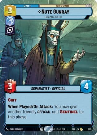 Nute Gunray - Escaping Justice (Hyperspace) — Secrets of Power Star Wars: Unlimited card by Marc Escachx