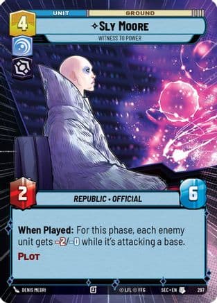 Sly Moore - Witness to Power (Hyperspace) — Secrets of Power Star Wars: Unlimited card by Denis Medri