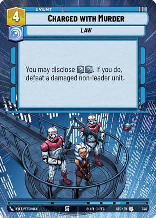 Charged with Murder (Hyperspace) — Secrets of Power Star Wars: Unlimited card by Kyle Petchock