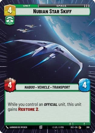 Nubian Star Skiff (Hyperspace) — Secrets of Power Star Wars: Unlimited card by Aarnoud De Rycker