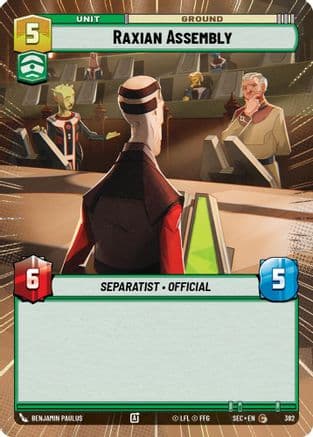 Raxian Assembly (Hyperspace) — Secrets of Power Star Wars: Unlimited card by Benjamin Carré