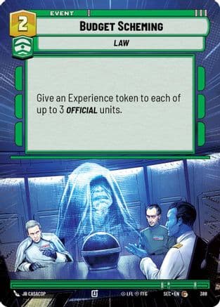 Budget Scheming (Hyperspace) — Secrets of Power Star Wars: Unlimited card by JB Casacop