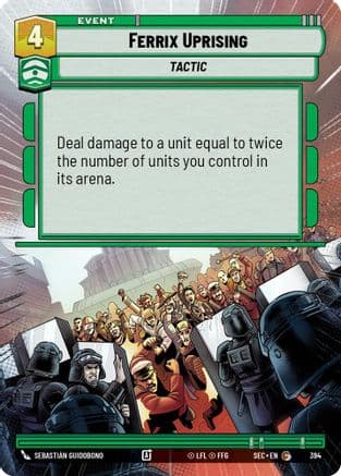 Ferrix Uprising (Hyperspace) — Secrets of Power Star Wars: Unlimited card by Sebastián Guidobono