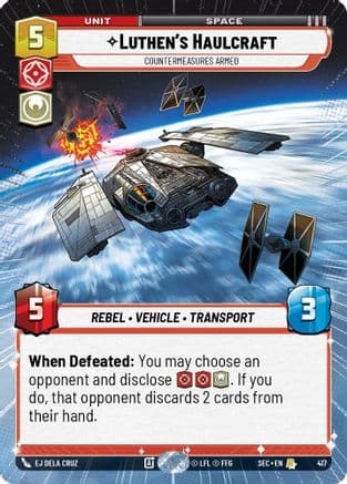 Luthen's Haulcraft - Countermeasures Armed (Hyperspace) — Secrets of Power Star Wars: Unlimited card by EJ Dela Cruz