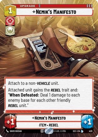 Nemik's Manifesto (Hyperspace) — Secrets of Power Star Wars: Unlimited card by David Buisan