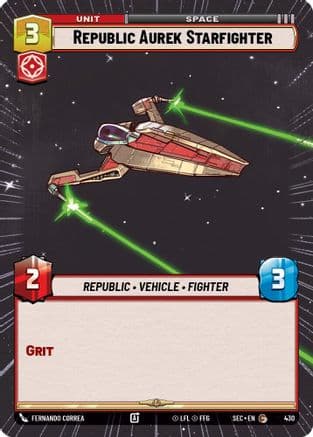 Republic Aurek Starfighter (Hyperspace) — Secrets of Power Star Wars: Unlimited card by Fernando Correa