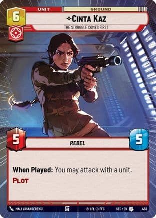 Cinta Kaz - The Struggle Comes First (Hyperspace) — Secrets of Power Star Wars: Unlimited card by Mali Vasanserekul