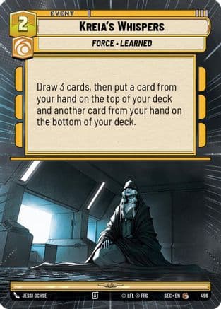 Kreia's Whispers (Hyperspace) — Secrets of Power Star Wars: Unlimited card by Jessi Ochse