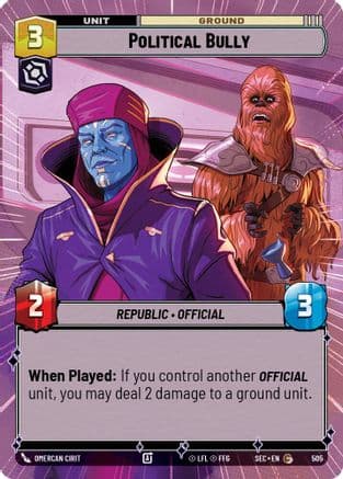Political Bully (Hyperspace) — Secrets of Power Star Wars: Unlimited card by Omercan Cirit