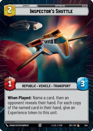Inspector's Shuttle (Hyperspace) — Secrets of Power Star Wars: Unlimited card by Envar Entertainment