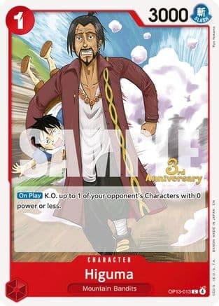 Higuma — Carrying On His Will: 3rd Anniversary Tournament Cards One Piece Card Game card by Ryo Nakayama