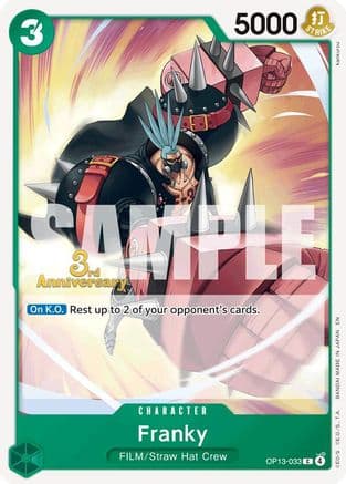 Franky — Carrying On His Will: 3rd Anniversary Tournament Cards One Piece Card Game card by kankurou
