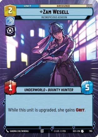 Zam Wesell - Inconspicuous Assassin (Hyperspace Foil) — Secrets of Power Star Wars: Unlimited card by Sandra Chlewińska