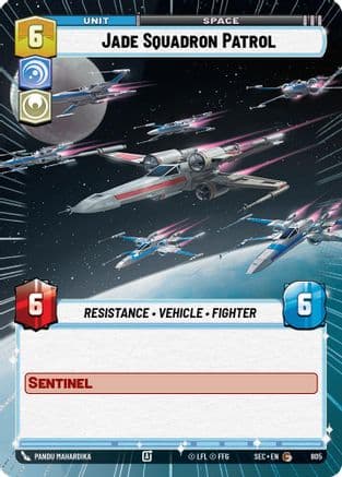 Jade Squadron Patrol (Hyperspace Foil) — Secrets of Power Star Wars: Unlimited card by Pandu Mahardika