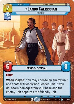Lando Calrissian - Trust Me (Hyperspace Foil) — Secrets of Power Star Wars: Unlimited card by David Buisan