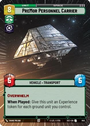 PreMor Personnel Carrier (Hyperspace Foil) — Secrets of Power Star Wars: Unlimited card by Shane Molina